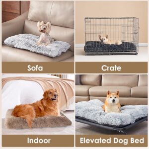 Luxury Long Plush Pet Bed Mat Faux Fur Crate Pad 65x50cm Creamy White Soft Warm Cushion for Medium Dogs
