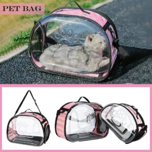 Black Foldable Breathable Pet Carrier with Panoramic Window & Strap - EVA &  Lychee Leather Crossbody Travel Bag (L 42 x 33 x 28.5CM)