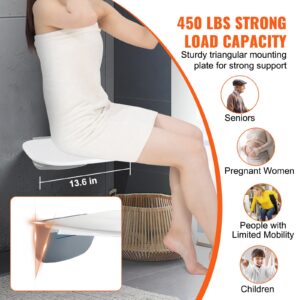 VEVOR Urea-formaldehyde Folding Shower Seat, 13.6'' x 12.8'' Unfolded, Wall Mounted Fold Up Shower Bench with 450 lbs Load Capacity, Space Saving Fold Down Shower Chair for Seniors Children Adults